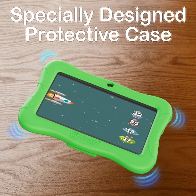 Alt view image 6 of 7 - 7" Kids Tablet, 32GB Android Tablet 14+ Exclusive Learning Games & Educational Apps, WiFi, Parental Controls, Kid-Proof Case & Kickstand, Green