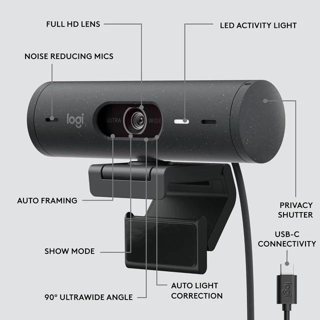 Alt view image 6 of 7 - Brio 505 Full HD 1080p Business Webcam Auto Light Correction