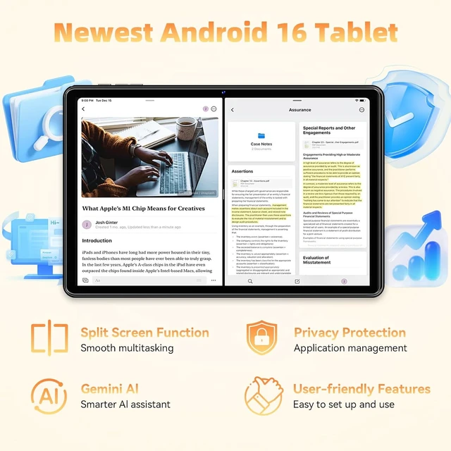 Alt view image 3 of 7 - 10-Inch Android 16 Tablet, 26GB RAM 128GB ROM 2TB Expand Octa-Core, 7000mAh Battery, 1280x800 IPS Touch Screen, 2+5MP Dual HD Camera, Bluetooth WiFiGray