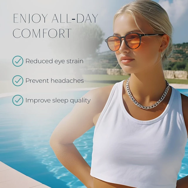 Alt view image 5 of 7 - Blue Light Blocking Glasses Anti Eye Strain for Gaming