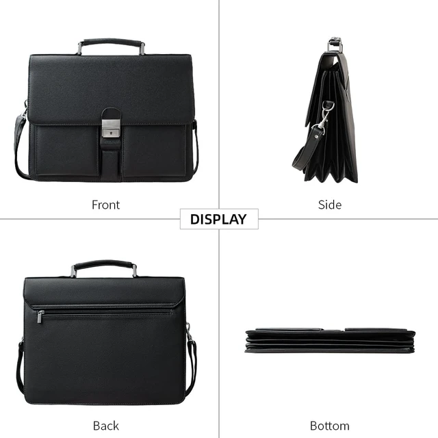 Alt view image 4 of 7 - Men's Leather Office Briefcase & Attorney Attache Case Messenger Bag with Padded Compartment, Ideal Gift, Black