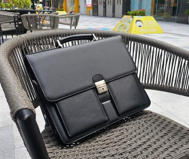 Alt view image 2 of 7 - Men's Leather Office Briefcase & Attorney Attache Case Messenger Bag with Padded Compartment, Ideal Gift, Black