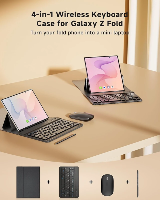 Alt view image 2 of 7 - 4-in-1 Mini Wireless Keyboard Case for Galaxy Z Fold 8 Ultra / Z Fold 8/7/6/5