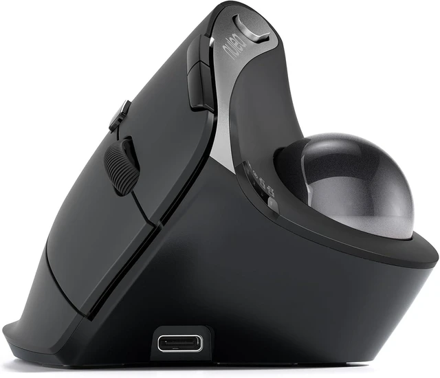 Main image of 54° Vertical Ergonomic Wireless Trackball Mouse Thumb Control, Black