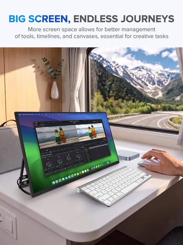 Alt view image 3 of 7 - 22" 2K Portable Monitor QLED Display with 100% DCI-P3 Color
