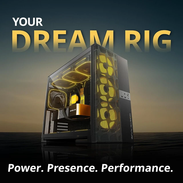 Alt view image 2 of 7 - M5 Vent Tempered Glass Mid Tower E-ATX/ATX Gaming Case, High Airflow, 1.2mm Steel, Type-C, 420/360 Radiator Support, 5×ARGB PWM 140mm Fans Pre-Installed, Black, GEO-M5VF-B