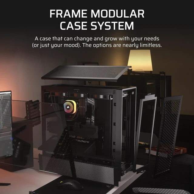 Alt view image 4 of 7 - 4000D Frame Modular ATX Mid-Tower PC Case High Airflow, InfiniRail Fan Mounting, Dual 360mm Radiator Support, BTF, Project Zero, Project Stealth, Black