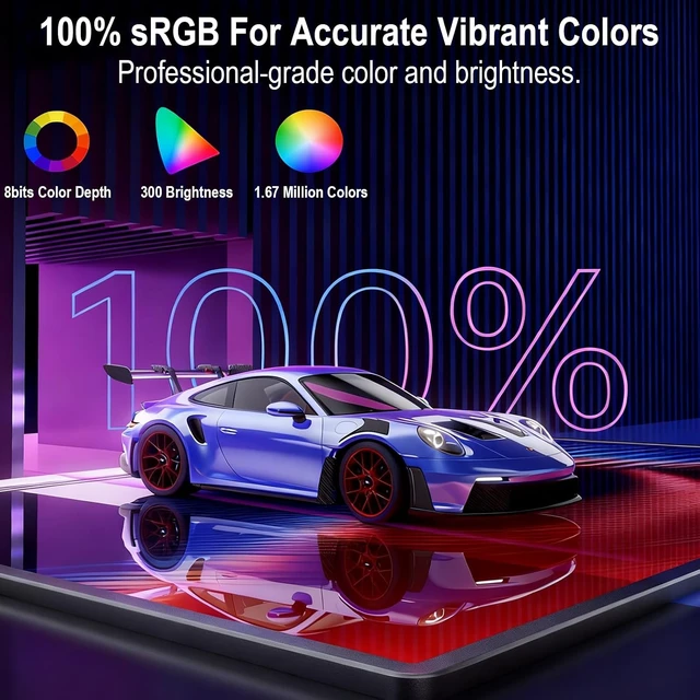 Alt view image 4 of 7 - 15.6'' 2.5K QHD 2880x1620 Portable Touchscreen Monitor 100Hz, 300 Nits, 100% sRGB IPS, HDR FreeSync, USB-C/HDMI Second Screen for Laptop, PC, Phone, Switch & PS3/4/5