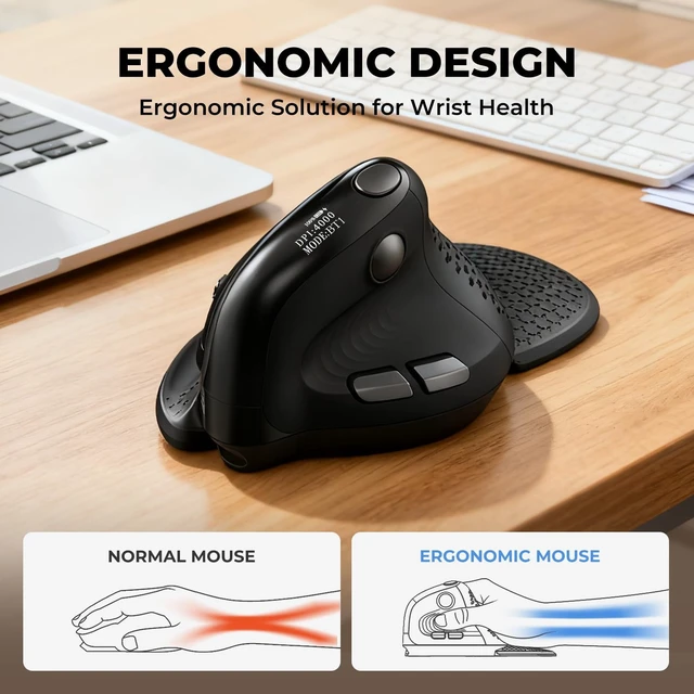 Alt view image 4 of 7 - Seeker Ergonomic Vertical Wireless Mouse with OLED Screen (M618XSD)