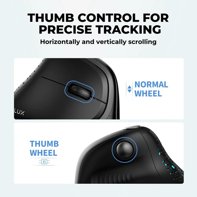Alt view image 7 of 7 - Seeker Ergonomic Vertical Wireless Mouse with OLED Screen (M618XSD)