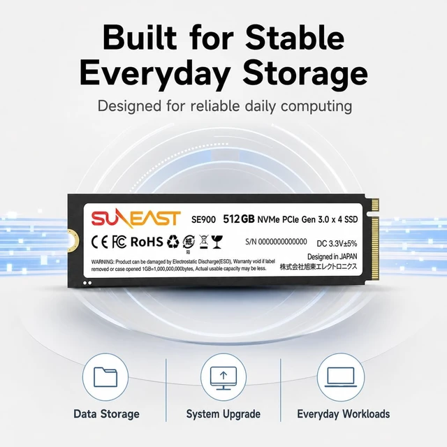 Alt view image 6 of 7 - 512GB M.2 2280 NVMe Gen3x4 PCIe 3.0 SSD