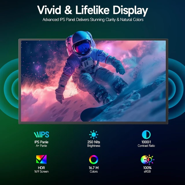 Alt view image 2 of 7 - 15.6" USB-C/HDMI Portable Monitor Laptop Screen Extender