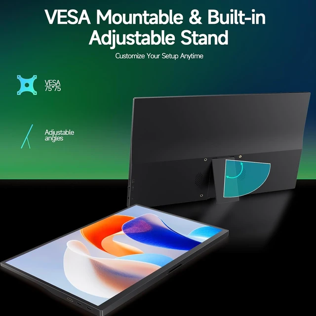 Alt view image 4 of 7 - 15.6" USB-C/HDMI Portable Monitor Laptop Screen Extender