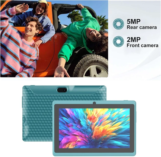 Alt view image 2 of 7 - 7-Inch Android 14 Tablet HD IPS Touchscreen, Quad-Core, 8GB (5GB Expansion) RAM32GB ROM 1TB Expand, 2MP+5MP Dual Camera, WiFi 6, Bluetooth, 3000mAh Battery, with Case (Navy Blue)
