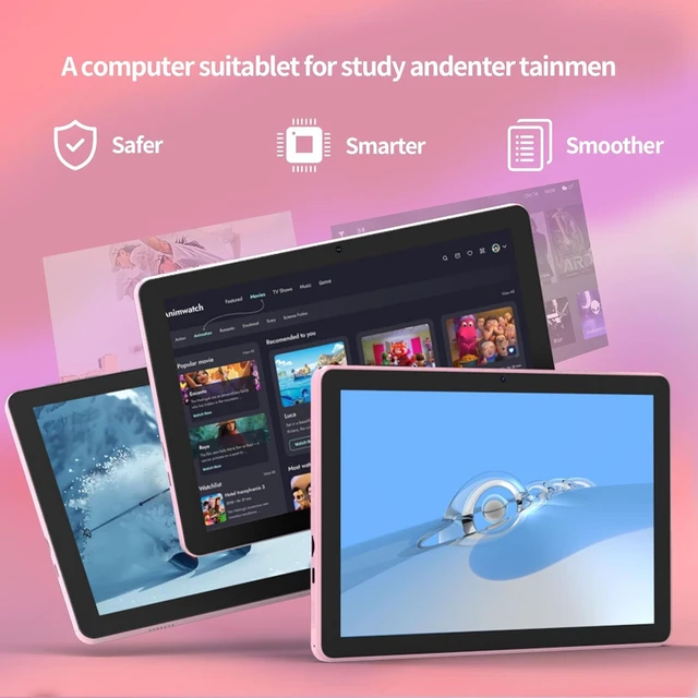 Alt view image 3 of 7 - 10-Inch Android 16 Tablet, 20GB RAM 128GB ROM 2TB Expand 2.0GHz Octa-Core CPU, 5G WiFi6, BT5.0, 6000mAh, Dual Camera, Widevine L1, GMS, with Case & Stylus, Pink