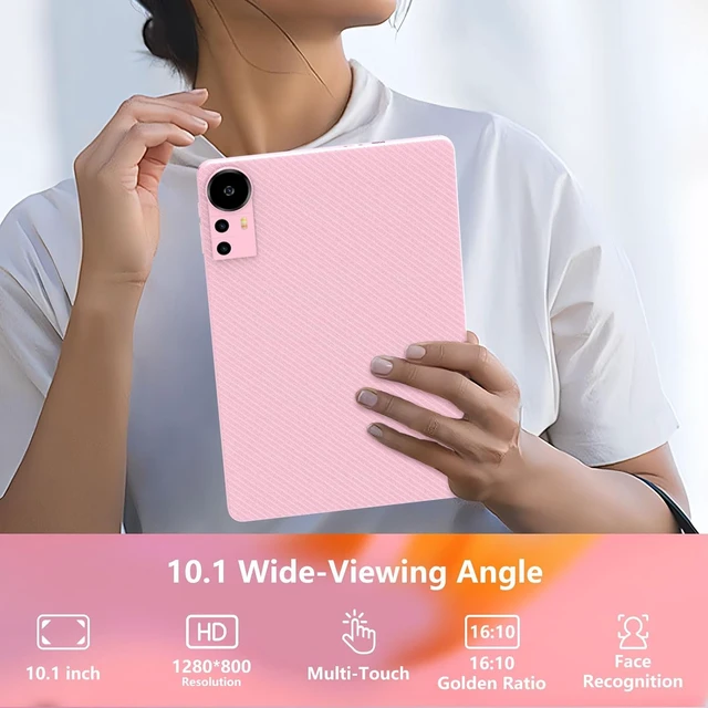 Alt view image 7 of 7 - 10-Inch Android 16 Tablet, 20GB RAM 128GB ROM 2TB Expand 2.0GHz Octa-Core CPU, 5G WiFi6, BT5.0, 6000mAh, Dual Camera, Widevine L1, GMS, with Case & Stylus, Pink