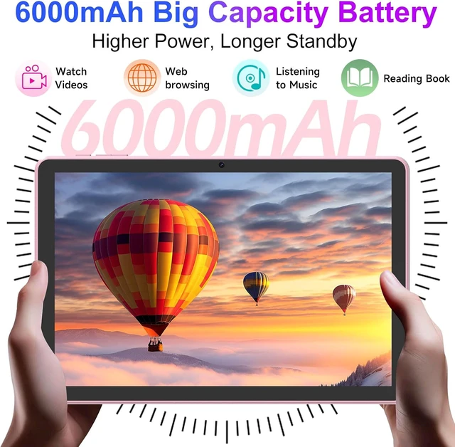 Alt view image 3 of 6 - 10-Inch 128GB Android 16.0 Tablet DDR4 4GB RAM + 16GB Extend, 20GB ROM, 2MP+8MP Dual Camera, 2.4G+5G WiFi, Bluetooth, 1TB Expand, IPS (Pink)