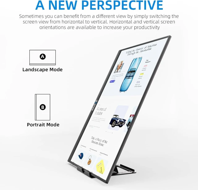 Alt view image 4 of 7 - 15.6" 1080P FHD Portable Monitor USB-C/HDMI External Display, 250nit IPS HDR Travel Screen with Smart Stand & Speakers for Laptop, PC, Mac, Phone, Xbox & Switch