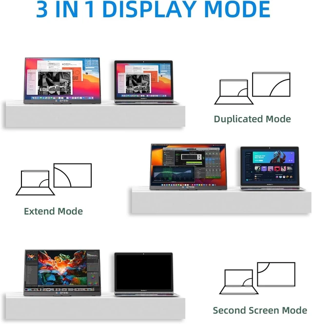 Alt view image 5 of 7 - 15.6" 1080P FHD Portable Monitor USB-C/HDMI External Display, 250nit IPS HDR Travel Screen with Smart Stand & Speakers for Laptop, PC, Mac, Phone, Xbox & Switch