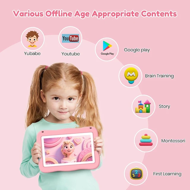 Alt view image 2 of 6 - 7-Inch Toddler Kids Tablet with Parental Control for Boys & Girls