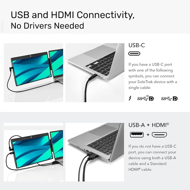 Alt view image 6 of 7 - Swivel 12.5" Portable Monitor for Laptop Patented Swivel Hinge Screen Extender