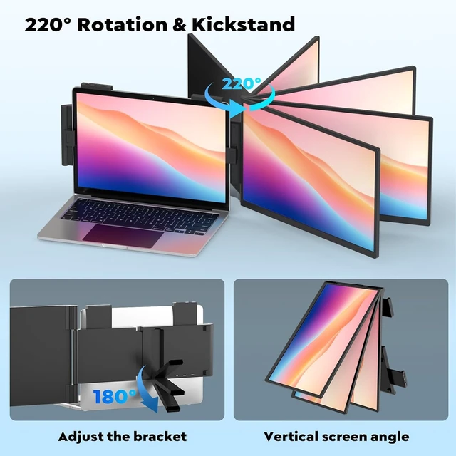 Alt view image 5 of 7 - 15.6" FHD 1080P Laptop Screen Extender Dual Monitor for 14"-16" Laptops, USB-C/HDMI Second Screen, Plug & Play for Windows/Mac/Android/Switch/PS5