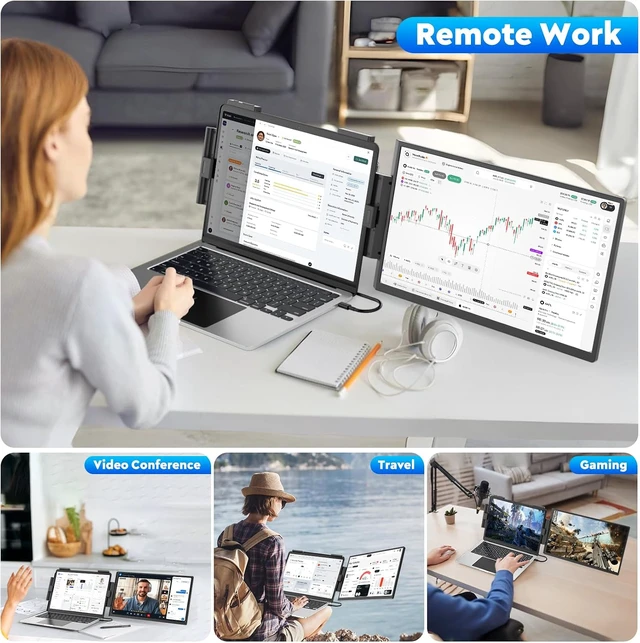 Alt view image 7 of 7 - 15.6" FHD 1080P Laptop Screen Extender Dual Monitor for 14"-16" Laptops, USB-C/HDMI Second Screen, Plug & Play for Windows/Mac/Android/Switch/PS5