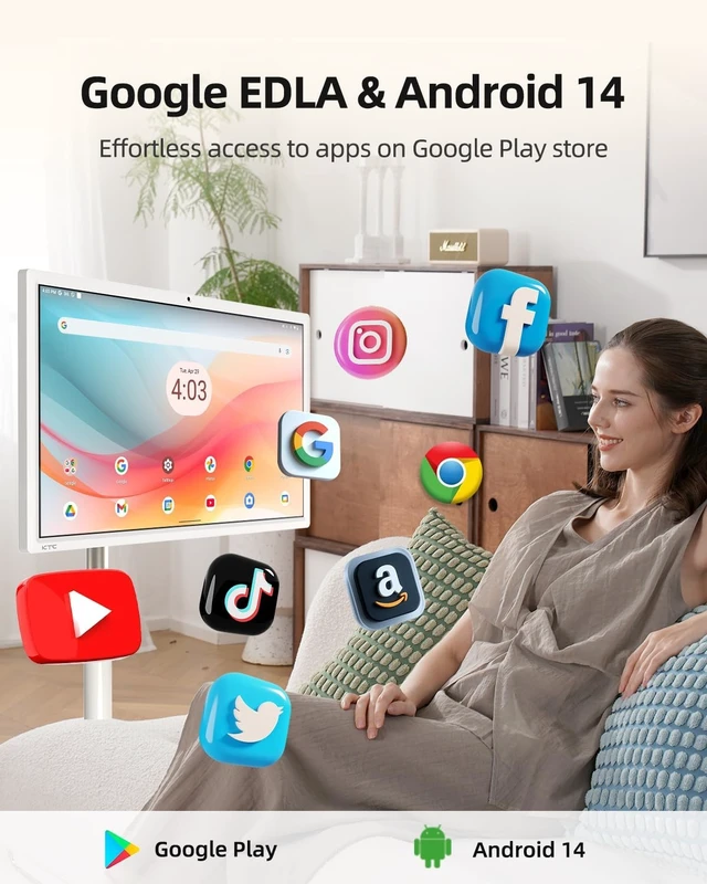 Alt view image 2 of 7 - MEGAPAD 27-Inch 1080P Touchscreen Portable TV Monitor on Wheels, A27Q7
