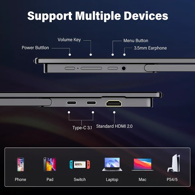 Alt view image 7 of 7 - 15.6-Inch 4K UHD 3840x2160 Portable Monitor
