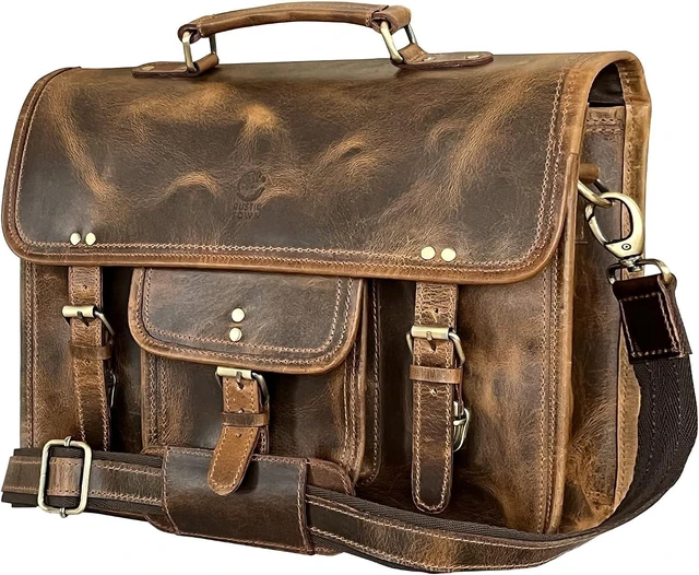 Main image of 16-Inch Leather Messenger Bag for Men Laptop Briefcase & Office Satchel