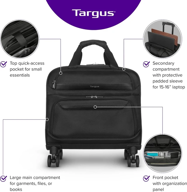 Alt view image 2 of 5 - 16" Transit 4-Wheel Rolling Laptop Bag, Black (TBR044GL)