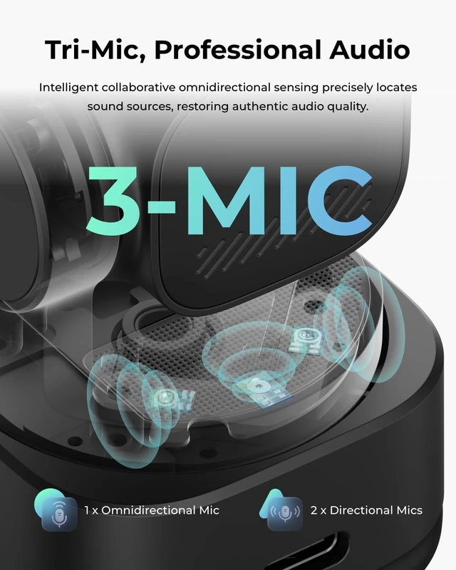 Alt view image 4 of 7 - Tiny 3 Lite AI-Powered 4K Webcam Spatial Audio & Compact AI Tracking