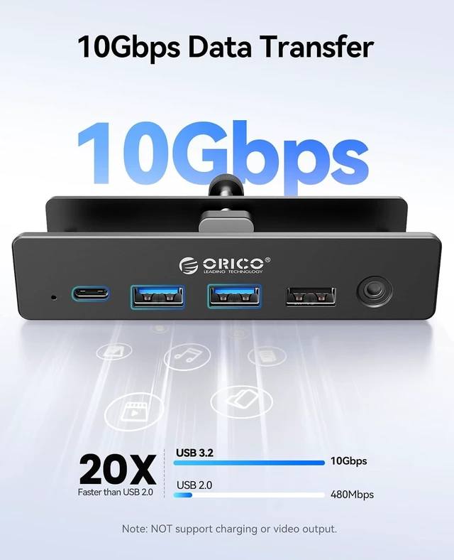 Alt view image 4 of 7 - 8-in-1 Clip Docking Station Clamp USB-C Hub with 4K@60Hz HDMI, 100W PD, Gigabit Ethernet, 4×USB, AUX, 10Gbps, for Laptop, MacBook & PC (Adapter Not Included)