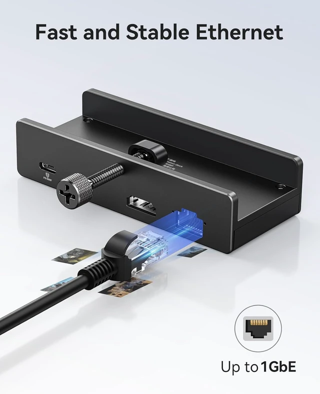 Alt view image 5 of 7 - 8-in-1 Clip Docking Station Clamp USB-C Hub with 4K@60Hz HDMI, 100W PD, Gigabit Ethernet, 4×USB, AUX, 10Gbps, for Laptop, MacBook & PC (Adapter Not Included)