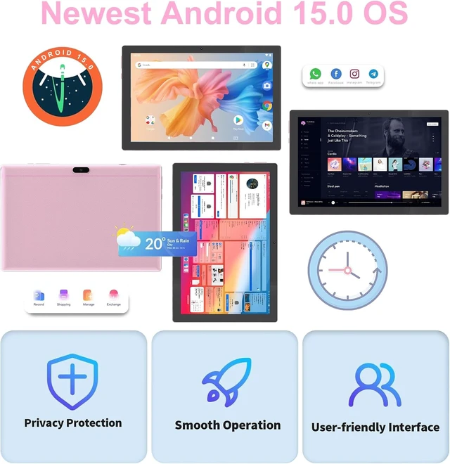 Alt view image 5 of 7 - 10-Inch Android 15 2-in-1 Tablet with Keyboard Case