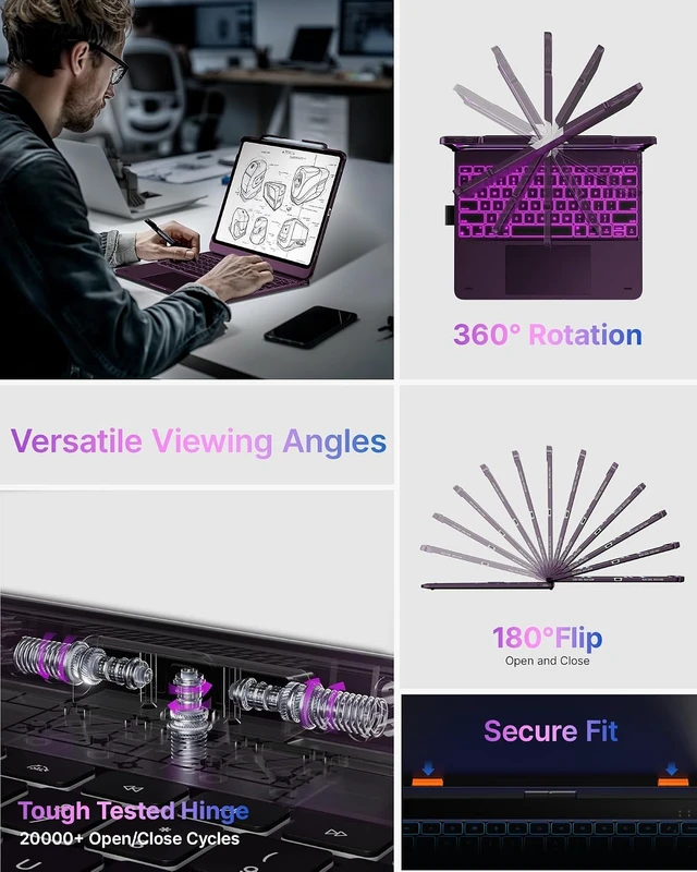 Alt view image 5 of 7 - 360° Rotating Keyboard Case with Trackpad for iPad Air 13-Inch