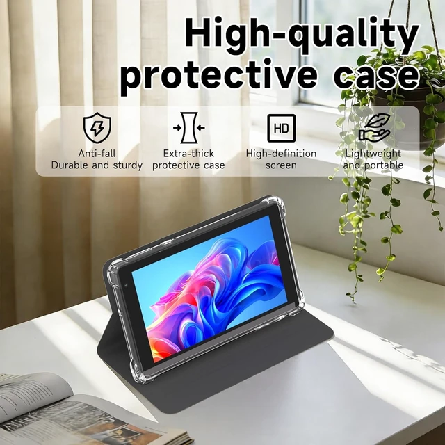 Alt view image 3 of 7 - 7-Inch Android 14 Tablet with Case 8GB RAM (3GB+5GB Extended) & 32GB ROM, 3000mAh, Dual Camera, 2.4G/5G WiFi 6, Portable Mini Tablet for Work & Study (Black)