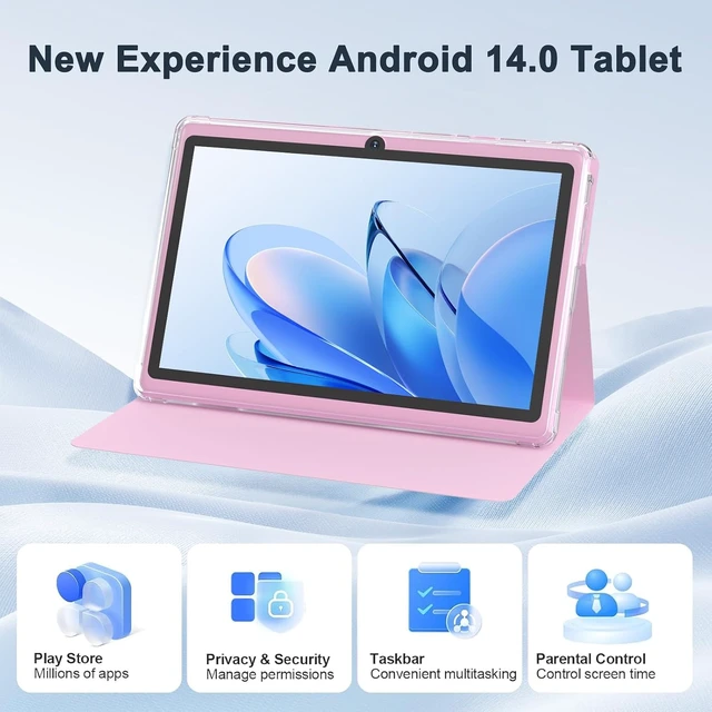 Alt view image 2 of 7 - 7" Android 14.0 Tablet 8GB RAM (3+5 Expand) + 32GB ROM, 1024×600 IPS Display, Dual Camera, 1TB Expand, with Case (Pink)