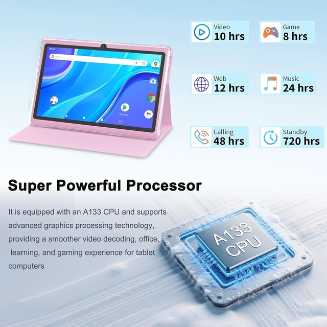 Alt view image 5 of 7 - 7" Android 14.0 Tablet 8GB RAM (3+5 Expand) + 32GB ROM, 1024×600 IPS Display, Dual Camera, 1TB Expand, with Case (Pink)
