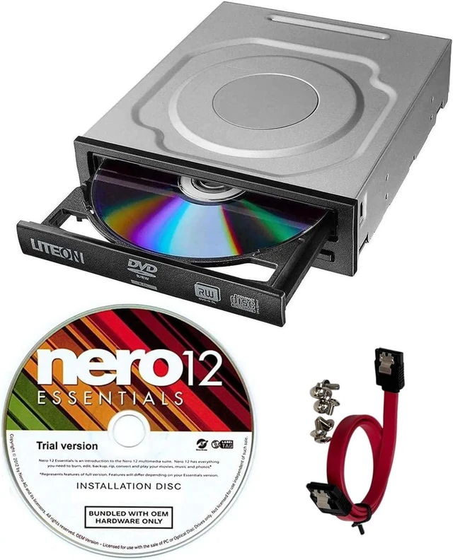 Alt view image 2 of 6 - Lite-On 24X SATA DVD/CD Writer Drive 5.25" Optical Drive with DVD Playback, Nero 12 Essentials, SATA Cable & Screws Included, for Desktop PC & Duplicator