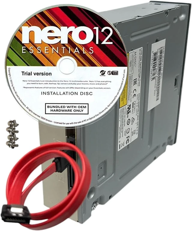 Alt view image 4 of 6 - Lite-On 24X SATA DVD/CD Writer Drive 5.25" Optical Drive with DVD Playback, Nero 12 Essentials, SATA Cable & Screws Included, for Desktop PC & Duplicator