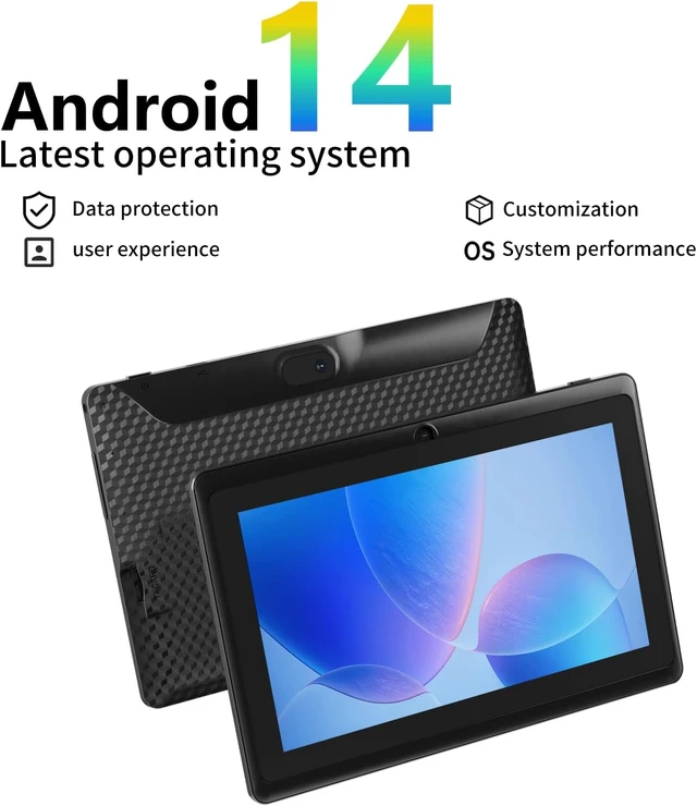 Alt view image 2 of 7 - 7-Inch Android 14 Tablet with Case 8GB RAM 32GB ROM, Supports 1TB Expand, Quad-Core, Dual Camera, Bluetooth, 5G WiFi-6, 3000mAh Battery (Includes Tablet Cover)