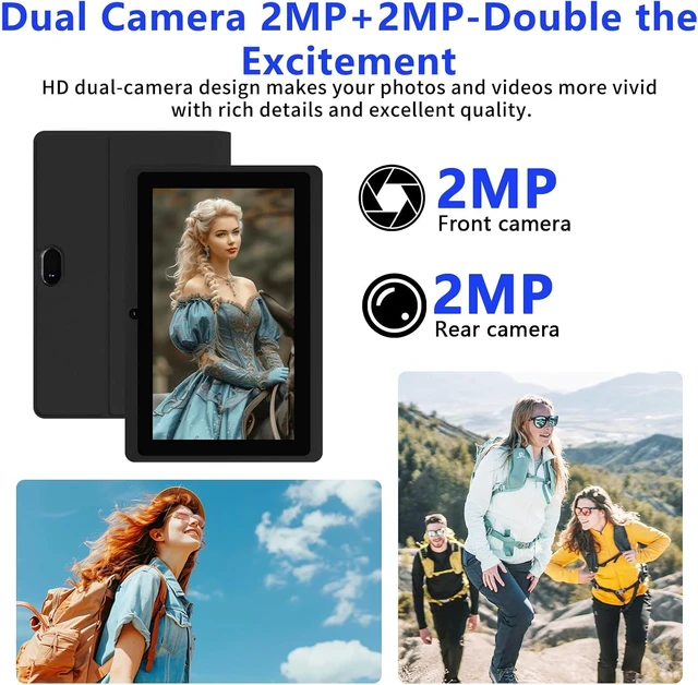 Alt view image 4 of 7 - 7-Inch Android 14 Tablet with Case 8GB RAM 32GB ROM, Supports 1TB Expand, Quad-Core, Dual Camera, Bluetooth, 5G WiFi-6, 3000mAh Battery (Includes Tablet Cover)