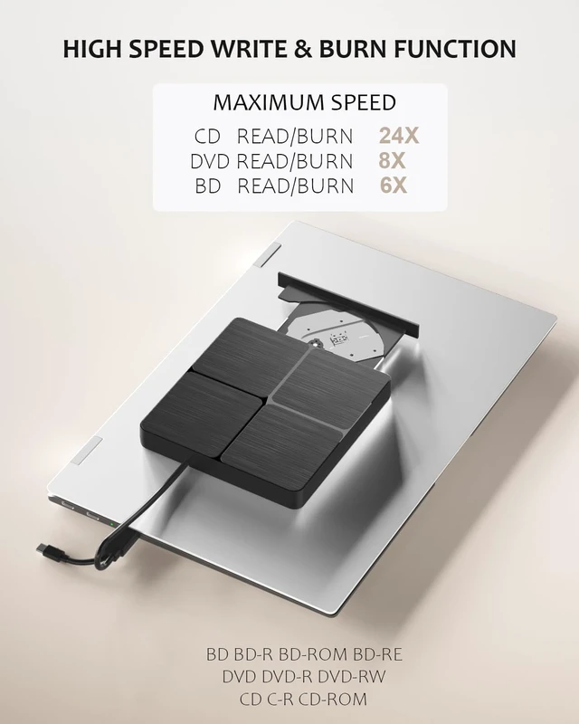 Alt view image 2 of 7 - Dual-Interface Blu-ray Optical Writer USB 3.0/Type-C for Windows, Mac & Linux