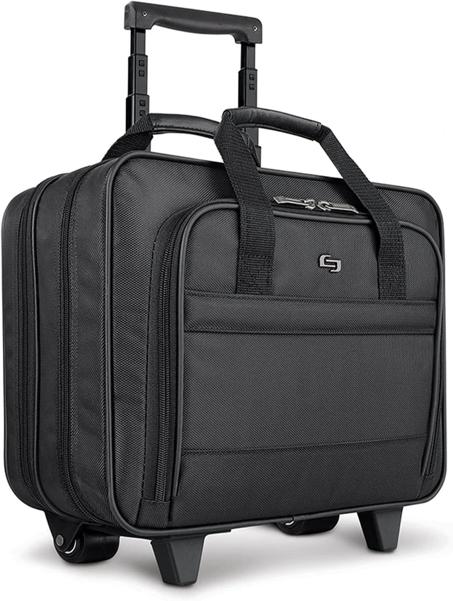 Main image of Rolling Laptop Case with Wheels Wheeled Briefcase for Women & Men, Carry-On Size, Fits 15.6" Computer Carnegie, Black