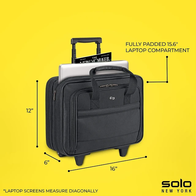 Alt view image 3 of 7 - Rolling Laptop Case with Wheels Wheeled Briefcase for Women & Men, Carry-On Size, Fits 15.6" Computer Carnegie, Black