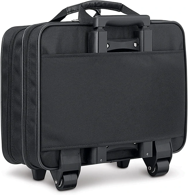 Alt view image 4 of 7 - Rolling Laptop Case with Wheels Wheeled Briefcase for Women & Men, Carry-On Size, Fits 15.6" Computer Carnegie, Black