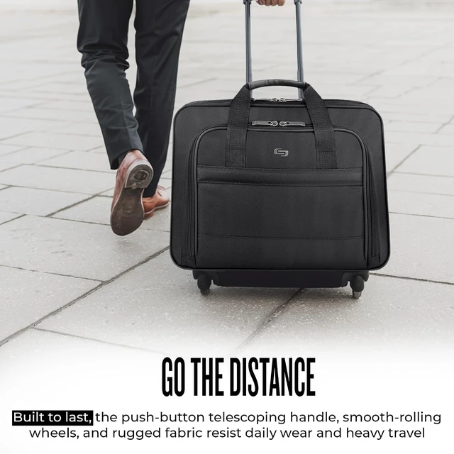 Alt view image 6 of 7 - Rolling Laptop Case with Wheels Wheeled Briefcase for Women & Men, Carry-On Size, Fits 15.6" Computer Carnegie, Black