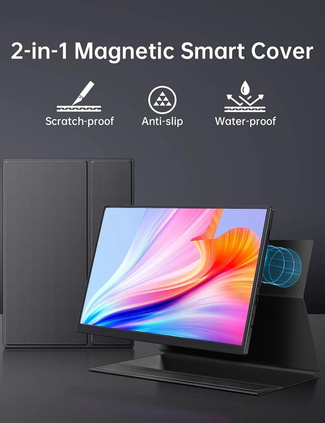 Alt view image 6 of 6 - 10.5" FHD 1280P IPS Portable Monitor 400 Nits, 15:10, Ultra-Slim Mini Monitor with Smart Cover & Speaker, USB-C/HDMI HDR Gaming, for Laptop PCs