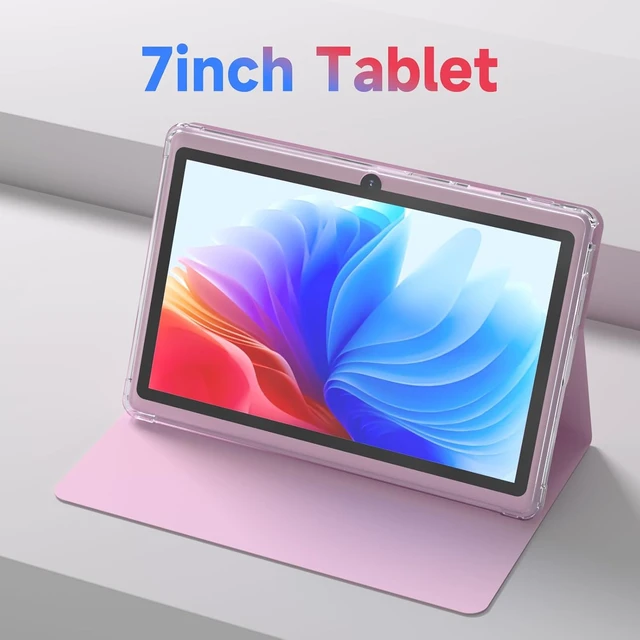Alt view image 2 of 7 - 7-Inch Android 14 Tablet with Case 8GB RAM 32GB ROM 1TB Expand, Quad-Core, 1024×600 IPS Screen, Dual Camera, 3000mAh, Bluetooth, WiFi, GMS, Widevine L1, Pink